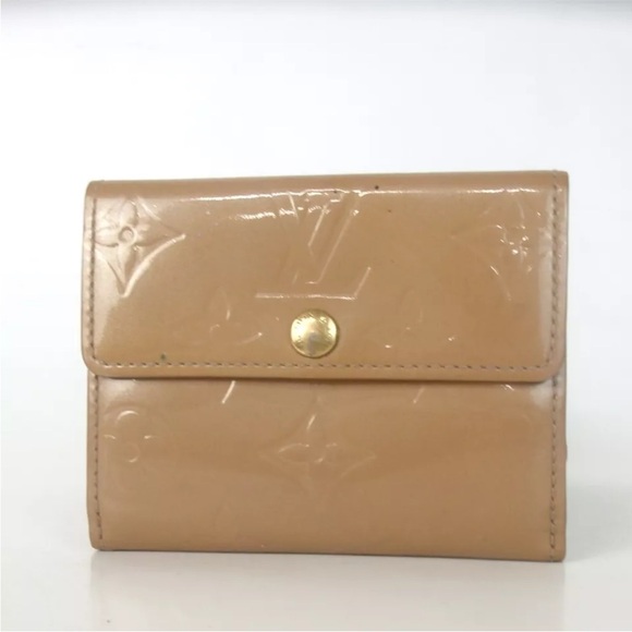 AUTH LOUIS VUITTON Ludlow Vernis Card Case Tan Champagne - Picture 1 of 8